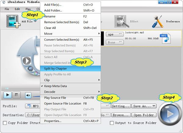  How to Split and Convert APE to MP3?