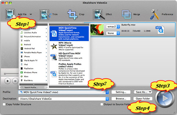 Convert MXF to QuickTime